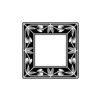 Elegant Floral Frame, Black and White , Minimalist Style vector