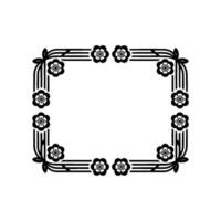 Elegant Floral Frame with Black Lines, Decorative Border vector