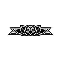 Art Deco Rose Border Geometric Floral in Black and White vector