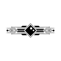 Abstract Tech Ornament Geometric Circuitry on White vector