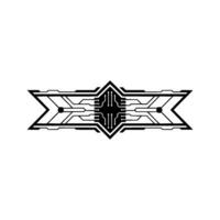 Geometric Tech Circuit Board Element Black and White Minimalist vector
