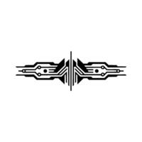 Abstract Circuit Board Element Tech Symbol, Geometric Lines on White vector