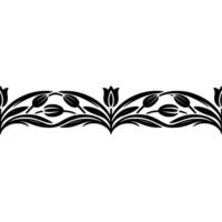 Elegant Black Floral Border Simple, Modern, Seamless Pattern vector