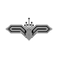 Minimalist Circuit Board in Geometric Form on White vector
