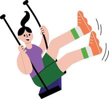 A flat style illustration showing a girl swinging vector