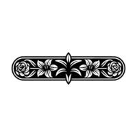 Elegant Floral Scroll Element in Black and White, Geometric, vector