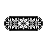 Elegant Floral Oval in Black and White, Decorative Element vector