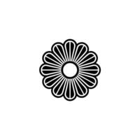 Geometric Black and White Flower Illustration on White Background vector