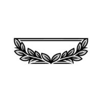 Elegant Laurel Wreath Frame in Black White, vector