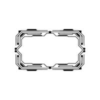 Futuristic Tech Frame Minimalist Black Circuitry on White Background vector