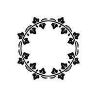 Black Leaf Circle Frame on Light Background vector