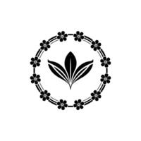 Elegant Floral Emblem in Black White, Decorative Circle vector