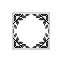 Elegant Botanical Frame, Illustration, Black White, Square vector