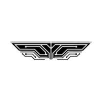 Tech Wings Minimalist Circuit Board on White vector