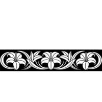 Art Nouveau Lily Border on Black Background vector