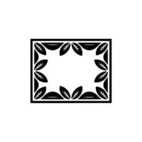 Elegant Minimalist Leaf Frame , Black and White, Isolated vector