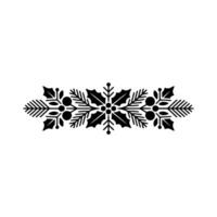 Minimalist Black Christmas Border Holly, Berries Pine vector