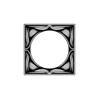 Art Decoinspired Black and White Frame with Circular Center vector