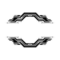 Futuristic Circuit Elements Black on White, Technology Background vector