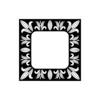 Black and White Floral Frame, Elegant , Empty Space vector