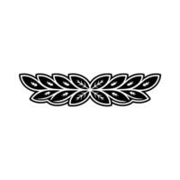 Black and White Leafy Wreath Element, Minimalist Style vector