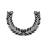 Elegant Floral Wreath in Black and White, Modern vector