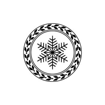 Minimalist Snowflake in Circular Frame Winter vector