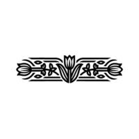 Minimalist Floral Border Line Art Tulip Leaf on White vector