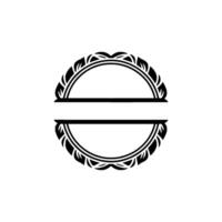 Elegant Monogram Splitcircle, Decorative Leaf Border, Minimalist Style vector