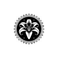 Elegant Black and White Lily , Floral Ornament, Minimalist vector