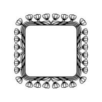 Elegant Floral Frame with Rounded Corners, Illustration, Black and White vector