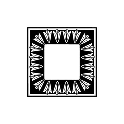 Geometric Floral Frame, Black White Minimalist