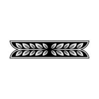 Black White Leaf Motif Decorative Element on White Background vector