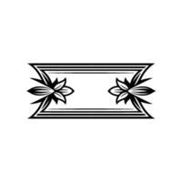 Geometric Floral Frame, Black and White , Elegant Ornament vector
