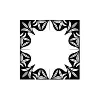 Black and White Floral Frame Geometric Elegance For vector
