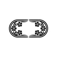 Elegant Floral Frame, Minimalist , Black White, Blank Space, vector