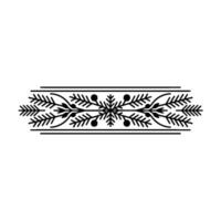 Minimalist Christmas Border, Black Fir Branches and Berries vector