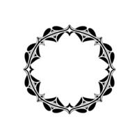 Elegant Black and White Circular Floral Frame, Minimalist vector