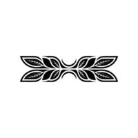 Symmetrical Leaf Motif in Black and White vector