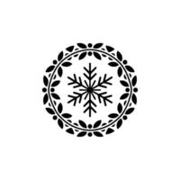 Elegant Snowflake Emblem in Wreath Minimalist Christmas vector