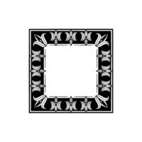 Art Deco Floral Frame Black and White Element on White vector