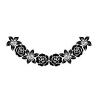 Elegant Floral Crescent Black Silhouette on White vector