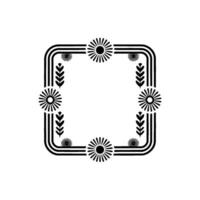 Minimalist Floral Frame Black White, Retro, Geometric vector