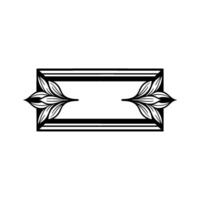Elegant Floral Frame Black White, Minimalist Element vector