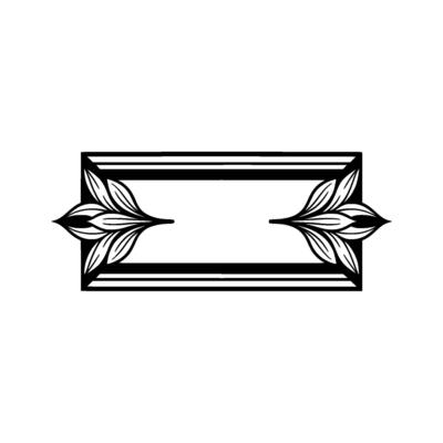 Elegant Floral Frame Black White, Minimalist Element