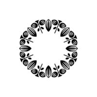 Minimalist Botanical Circle Frame, Black and White, Modern vector