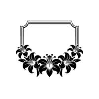 Elegant Black Lily Frame on Soft White Background vector