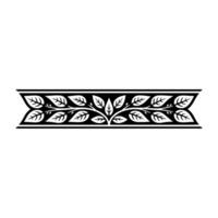 Elegant Black and White Leaf Motif Border, Ornamental Element vector