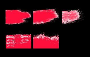 Abstract Red Paint Brush Stroke Collection on Dark Background vector