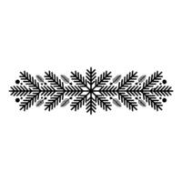 Minimalist Black Snowflake Pine Branch Border on White vector
